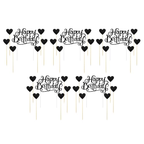 LICHENGTAI 5 Stück Happy Birthday Tortendeko, Acryl Cake Topper Geburtstag Kuchendeko Glitzer Cupcake Topper Tortenstecker für Mädchen Junge Mann Frau Kinder Geburtstag Taufe Party Deko von LICHENGTAI