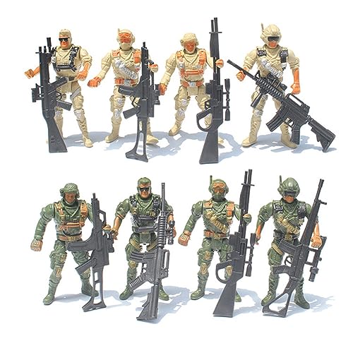 LICHENGTAI 8 Stück Militär Modell Soldat Spielzeug Armee Figuren Set Mini Plastik Soldatenfiguren Spielzeug Figuren Zubehör Schlachtfeld Spielzeugsoldaten Armee Figuren für Kinder Jungen 3+ von LICHENGTAI