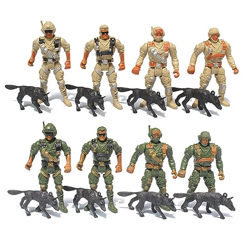 LICHENGTAI 8 Stück Militär Modell Soldat Spielzeug Armee Figuren Set Mini Plastik Soldatenfiguren Spielzeug Figuren Zubehör Schlachtfeld Spielzeugsoldaten Armee Figuren für Kinder Jungen 3+ von LICHENGTAI