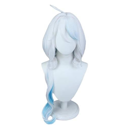 LICHENGTAI Anime Cosplay Perücke Cartoon Manga Perücken Weiß Blauer Schulter Langes Perücken Natürlich Synthetische Wig für Frauen Damen Halloween Fasching Karneval Kostümparty von LICHENGTAI