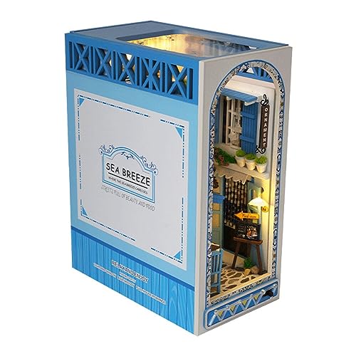 LICHENGTAI DIY Book Nook Kit LED Beleuchtung Miniatur Puppenhaus Puzzle Haus Modell Bausätze 3D Puzzle Buchstütze Booknook Hölzernes Puppenhaus für Erwachsene, Geschenk zum Geburtstag von LICHENGTAI