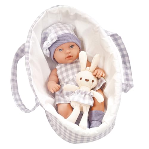 LICHENGTAI Reborn Babypuppe Silikonpuppe mit Schlafkorb, Süß Realistische Reborn Puppe Lebensechte Babypuppen Silikonpuppe Neugeborene Baby Junge Mädchen Spielzeug Geschenke von LICHENGTAI