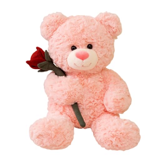 LICHENGTAI Rose Bär Plüschtier, 30CM Bär Plüschpuppe Sofa Bett Wohnzimmer Dekoration Sitzender Plüschpuppe Soft Toy Tiere Kuscheltier für Spielen Sammeln Kuscheln von LICHENGTAI