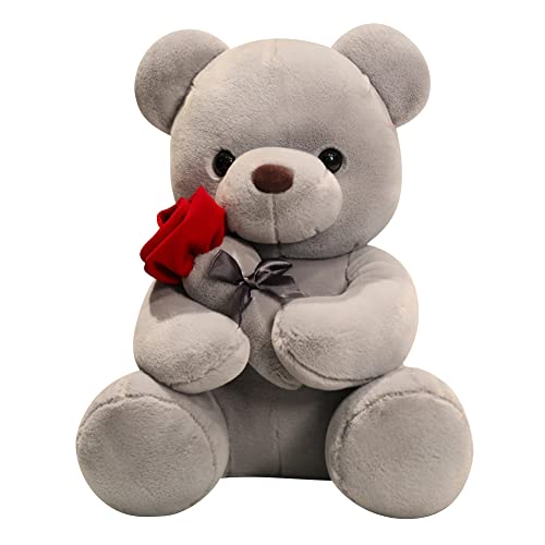 LICHENGTAI Bär mit Rosen, Kuschelbär Plüschbär Süßes Bär Kuschelbär Plüsch Kuschelbär Plüschtier Kuscheltier Herzkissen, ideal für Freund und Freundin, Geschenk zum Valentinstag von LICHENGTAI