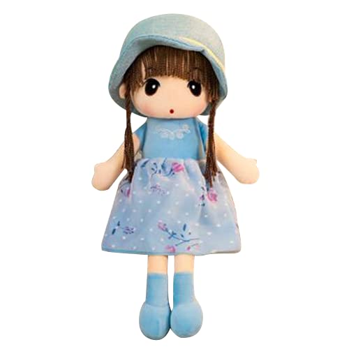 LICHENGTAI Weiche Stoffpuppe, 45cm Stoffpuppe babypuppe Püppchen mit Haar, Schöne Puppe Stoffpuppe Plüsch Stofftier Spielzeug Cartoon Deko Toy Geschenk Gift für Kinder Baby Mädchen, Blau von LICHENGTAI
