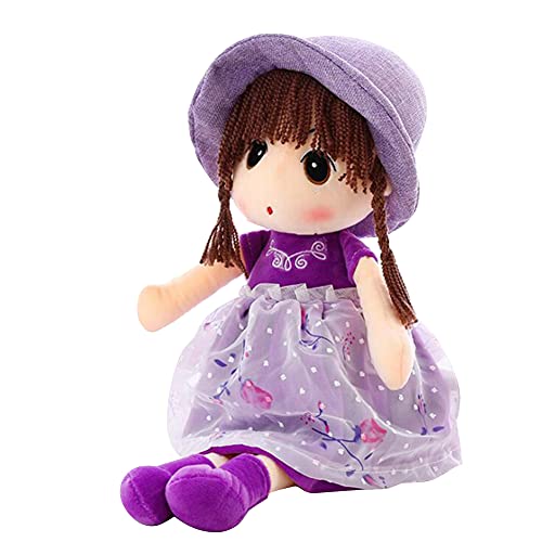 LICHENGTAI Weiche Stoffpuppe, 45cm Stoffpuppe babypuppe Püppchen mit Haar, Schöne Puppe Stoffpuppe Plüsch Stofftier Spielzeug Cartoon Deko Toy Geschenk Gift für Kinder Baby Mädchen, Lila von LICHENGTAI