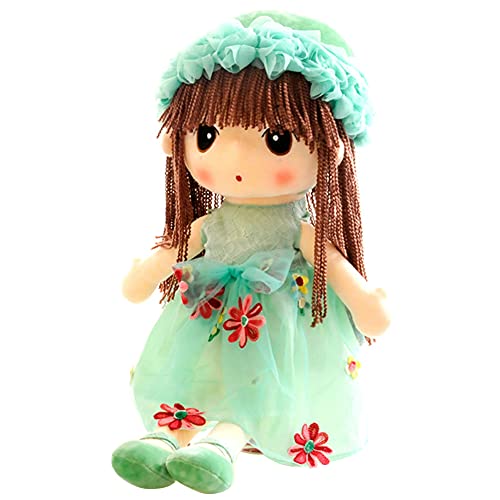LICHENGTAI Weiche Stoffpuppe, Stoffpuppe babypuppe Püppchen mit Haar, 45cm Schöne Puppe Stoffpuppe Plüsch Stofftier Spielzeug Cartoon Deko Toy Geschenk Gift für Kinder Baby Mädchen, Grün von LICHENGTAI