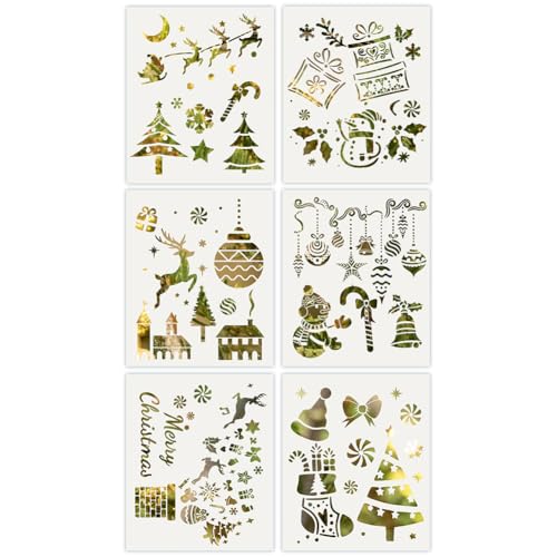LICHENGTAI Weihnacht Bemalung Schablonen, 6 Stück Weihnachtsmotiven Schablonenset Wiederverwendbare Schablonen Zeichnungsschablone für Weihnachten Maskerade Partys LICHENGTAI Weihnacht Bemalung Schablonen, 6 Stück Weihnachtsmotiven Schablonenset Wiederverwendbare Schablonen Zeichnungsschablone für Weihnachten Maskerade Partys von LICHENGTAI