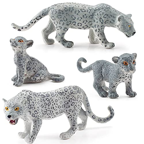 LICHENGTAI Leopard Polartiere 4 Stück Realistische Tierfiguren Kunststoff Leopard Action Modell Miniatur Spielzeug Tier Modell Ornamente für Wohnaccessoire Dekor, Geburtstagsgeschenk für Kinder von LICHENGTAI