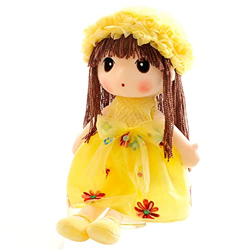 LICHENGTAI Weiche Stoffpuppe, Stoffpuppe babypuppe Püppchen mit Haar, 45cm Schöne Puppe Stoffpuppe Plüsch Stofftier Spielzeug Cartoon Deko Toy Geschenk Gift für Kinder Baby Mädchen, Gelb von LICHENGTAI