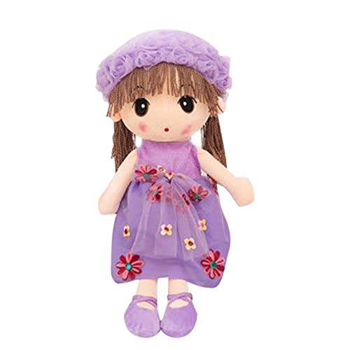 LICHENGTAI Weiche Stoffpuppe, Stoffpuppe babypuppe Püppchen mit Haar, 45cm Schöne Puppe Stoffpuppe Plüsch Stofftier Spielzeug Cartoon Deko Toy Geschenk Gift für Kinder Baby Mädchen, Lila von LICHENGTAI