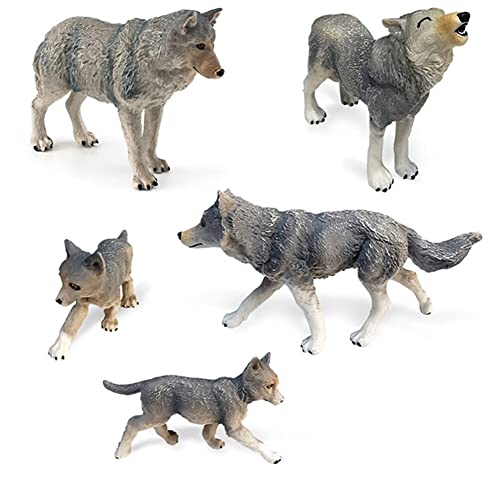 Wölfe Polartiere 5 Stück Realistische Tierfiguren Kunststoff Wölfe Action Modell Miniatur Spielzeug Tier Modell Ornamente für Wohnaccessoire Dekor, Geburtstagsgeschenk für Kinder von LICHENGTAI
