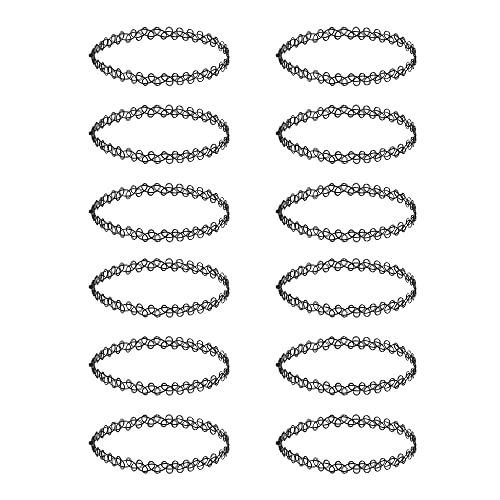 LICQIC Choker Halskette Sets, 90er Choker Kette für Mädchen Frauen Kinder, 12 Stück Schwarz Halskette von LICQIC