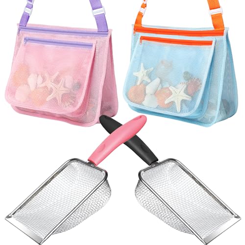LIDAGO Strandspielzeug-Set beinhaltet 2 Netzschaufeln und 2 Strand-Netztaschen, Kinder-Sandsieb zum Sammeln von Muscheln LIDAGO Strandspielzeug-Set beinhaltet 2 Netzschaufeln und 2 Strand-Netztaschen, Kinder-Sandsieb zum Sammeln von Muscheln von LIDAGO