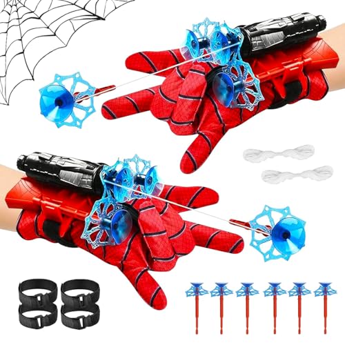 LIDEYE Hero Launcher Handschuh, 2 Set Held Launcher, Spider Hero Handschuhe, Handgelenk Spielzeug Set, Spiderman Spielzeug Handschuh, Lustiges Lernspielzeug Kostüm Requisiten für Kinder (B) von LIDEYE