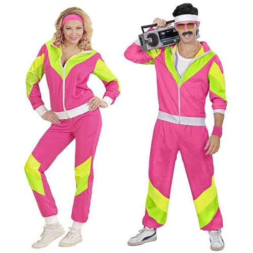 LIENE Retro-80er-Jahre-Sportbekleidungsset, Hip-Hop-Sänger-Lead-Dance-Outfit, Trainingsjacke und Hose, geeignet für Männer/Frauen, Karneval, Cosplay von LIENE