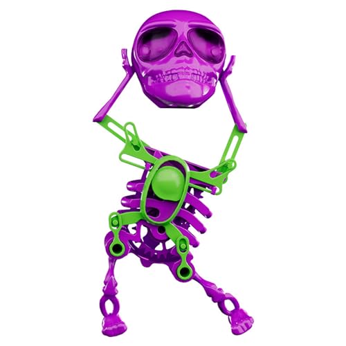 LIENE Tanzendes Skelett-Aufziehspielzeug, lustiges 3D-Skelettspielzeug mit Lichtern und Musik, Büro-Desktop-Spielzeug zum Stressabbau, lustiges Aufzieh-Skelettspielzeug (Purple) von LIENE