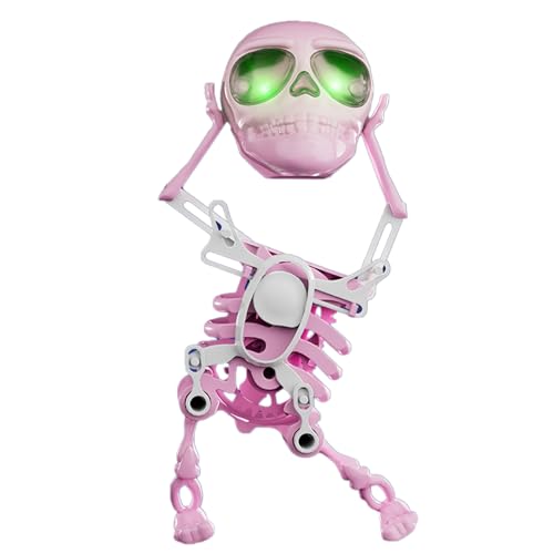 LIENE Tanzendes Skelett-Aufziehspielzeug, lustiges 3D-Skelettspielzeug mit Lichtern und Musik, Büro-Desktop-Spielzeug zum Stressabbau, lustiges Aufzieh-Skelettspielzeug (pink) von LIENE