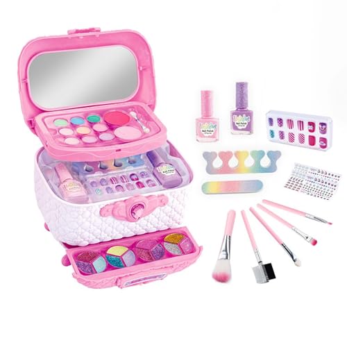 Mädchen-Make-up-Set mit mehrfarbiger Lidschatten-Palette, mehrschichtiges Design, Make-up-Box für 8–12 Jahre von LIENE