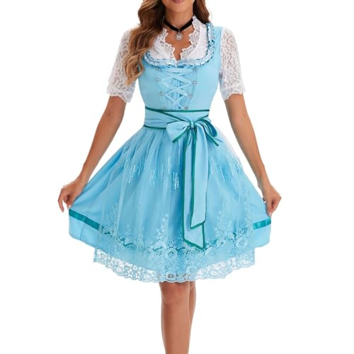 LIEROLYE 2-Teiliges Oktoberfest-dirndl für Damen, Bayerische Tracht mit Schürze, Karnevals- Und Bierfest-outfit(M) von LIEROLYE