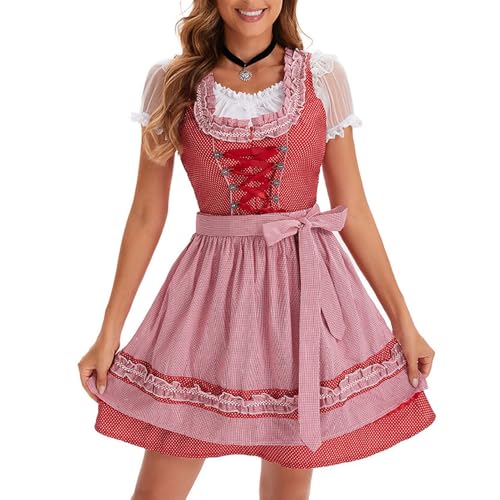 LIEROLYE Bayerisches Dirndl-set für Damen, 4-Teiliges Set, Traditionelles Oktoberfest-kostüm mit Schürze Und Bluse, Biergarten-outfit(XXL) von LIEROLYE