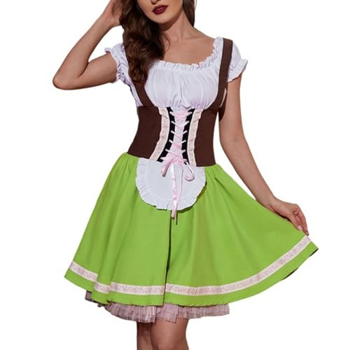 LIEROLYE Oktoberfest Dirndl Trachtenkleid für Damen, Bayerisches Bierfest Enges Kleid, Mittelalter Kostüm für Damen(XXL) von LIEROLYE
