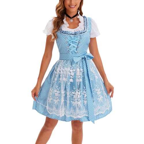 LIEROLYE Oktoberfest Dirndl für Damen – Bayerisches Biermädchen Kostüm, Traditionelles Outfit für Halloween & Karneval(XXX-Large) von LIEROLYE