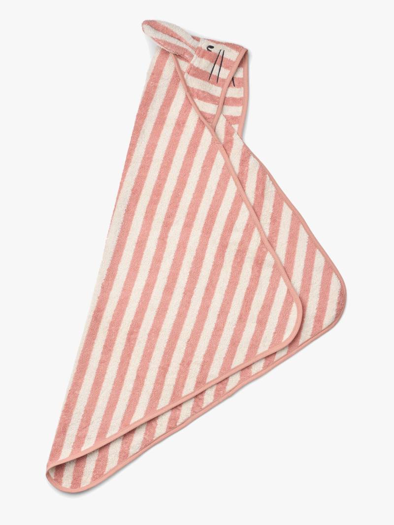 LIEWOOD Albert Handtuch mit Kapuze, Coral Blush/Creme de la Creme Stripe von LIEWOOD