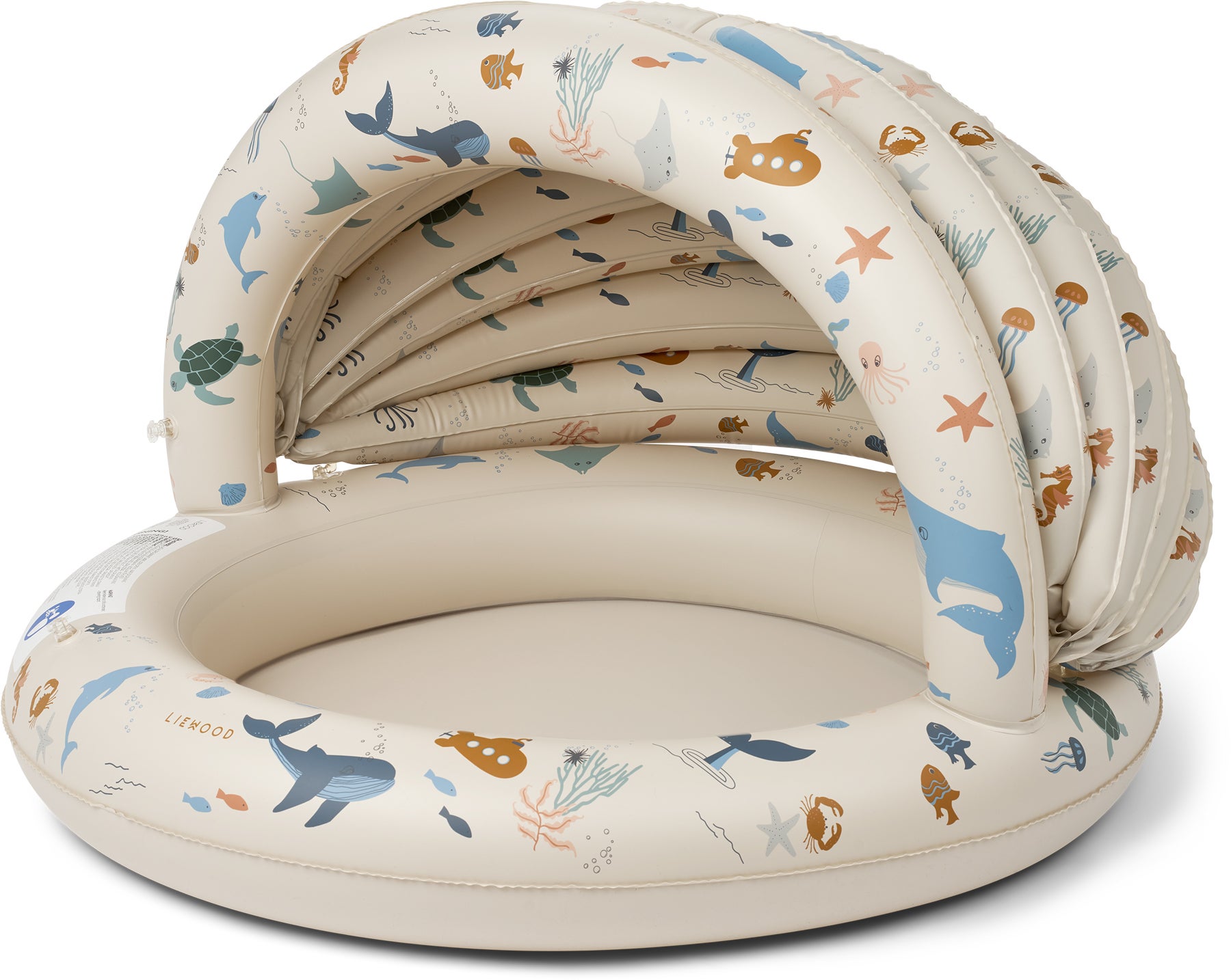 LIEWOOD Hadleia Printed Planschbecken mit Sonnendach, Sea Creature/Sandy, Kinderpool von LIEWOOD