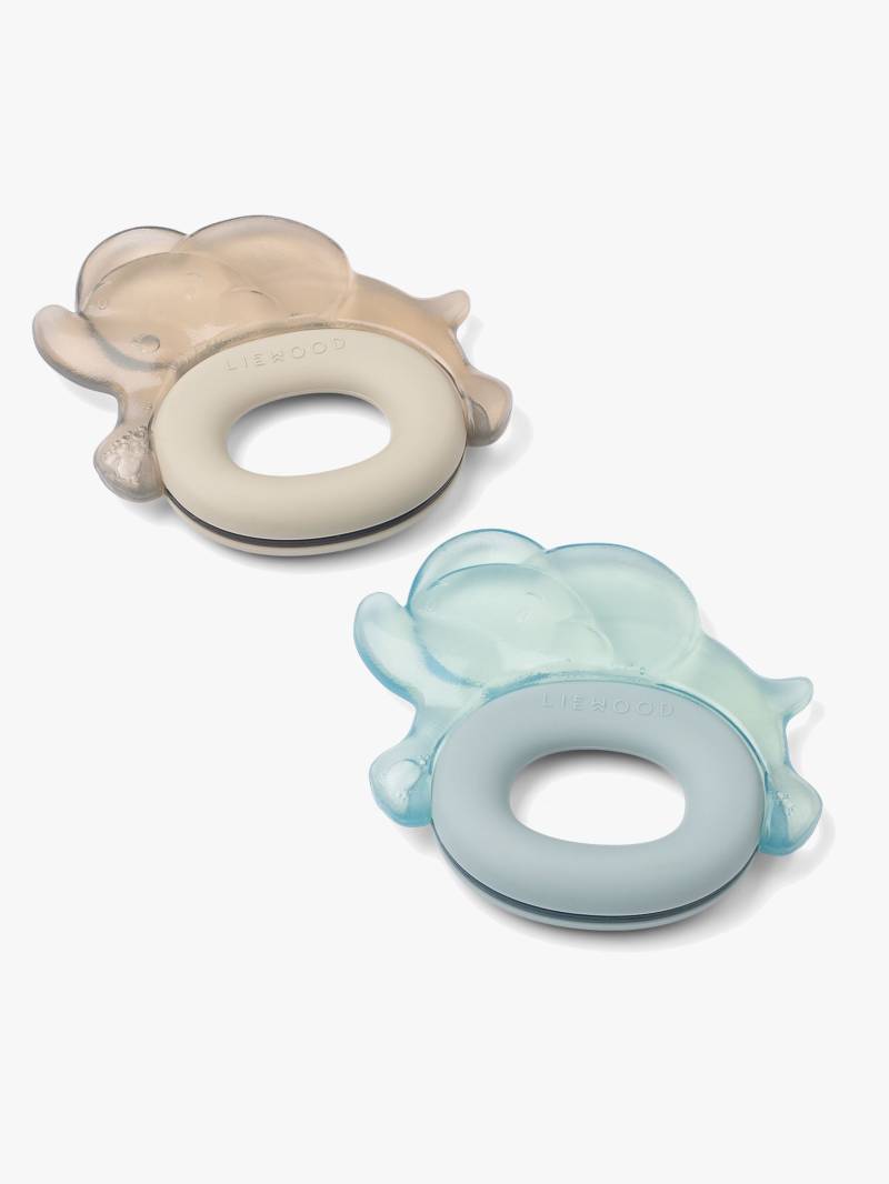 LIEWOOD Rita Elephant Beißring 2er-Pack, Sandy/Dove blue von LIEWOOD