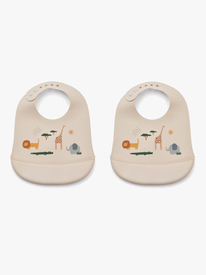 LIEWOOD Tilda Lätzchen mit Print Silikon 2er-Pack, Safari/Sandy von LIEWOOD