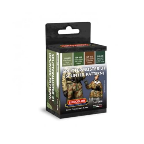 LIFECOLOR - Farbset Splittermuster 31 (Splinter-Muster) | Lifecolor|cf08| 4 x 22 ml Modellbau Panzer Promo von LIFECOLOR
