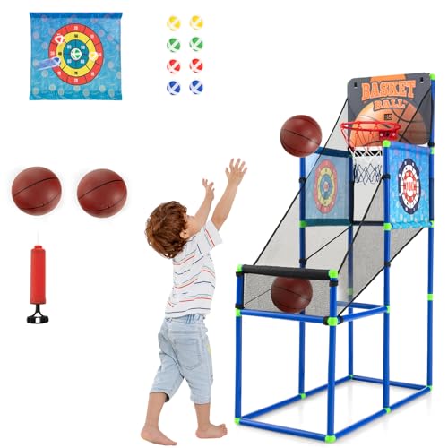 LIFEZEAL 2 in 1 Arcade Basketball Spielset, Kinder Schießmaschine mit klebrigen Stoffzielen, Mini Basketballkorb mit Bewertungsfunktion & Soundeffekt, Basketball-Arcade-Automat für 1 Spieler LIFEZEAL 2 in 1 Arcade Basketball Spielset, Kinder Schießmaschine mit klebrigen Stoffzielen, Mini Basketballkorb mit Bewertungsfunktion & Soundeffekt, Basketball-Arcade-Automat für 1 Spieler von LIFEZEAL