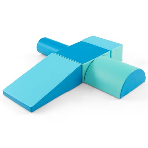 LIFEZEAL 5er-Set Softbausteine, Schaumstoffbausteine Schaumstoffblöcke für Kinder von 9 - 36 Monaten, Riesenbausteine zum Toben und Klettern, Bauklötze Bauspielzeug für den Innenbereich von LIFEZEAL