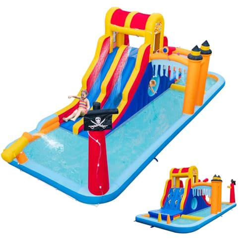 LIFEZEAL Aufblasbare Hüpfburg, Wasserpark mit Rutschen, Kletterwand, Tümpel, Wasserrutsche mit Sprungbereich für Kinder ab 3 Jahren, Großes Spielzentrum für den Innen- & Außenbereich (Ohne Gebläse) LIFEZEAL Aufblasbare Hüpfburg, Wasserpark mit Rutschen, Kletterwand, Tümpel, Wasserrutsche mit Sprungbereich für Kinder ab 3 Jahren, Großes Spielzentrum für den Innen- & Außenbereich (Ohne Gebläse) von LIFEZEAL