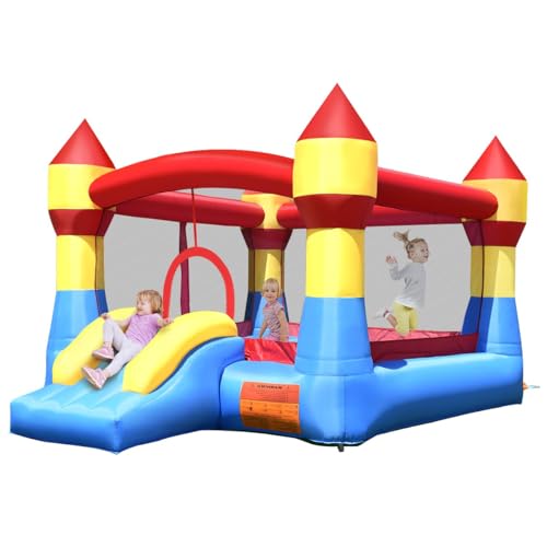 LIFEZEAL Hüpfburg, Springburg mit Trampolin Rutsche, Spielburg Komplett-Set, Outdoor Bouncer 370 x 280 x 230 cm, Aufblasbare Spielhaus für Kinder 3-8 Jahre (ohne Gebläse) von LIFEZEAL