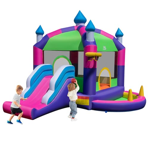 LIFEZEAL Hüpfburg Outdoor, Große Springburg mit Rutsche & Ballgrube, Hüpfschloss mit Sonnendach für Kinder von 3 bis 10 Jahre, Aufblasbare Burg für Innenbereich & Außenbereich LIFEZEAL Hüpfburg Outdoor, Große Springburg mit Rutsche & Ballgrube, Hüpfschloss mit Sonnendach für Kinder von 3 bis 10 Jahre, Aufblasbare Burg für Innenbereich & Außenbereich von LIFEZEAL