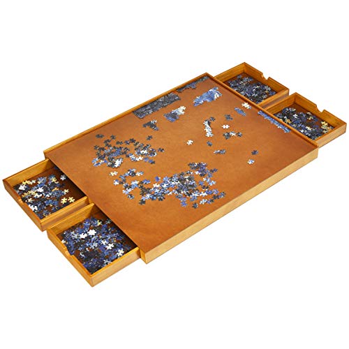LIFEZEAL Puzzletisch mit 4 Klassifizierten Schubladen, Puzzlebrett mit Glatter Oberfläche, 65x80cm, Tragbarer Puzzle Tisch für 1000-1500 Teile, Platzsparend, Einfache Lagerung, Kieferholz LIFEZEAL Puzzletisch mit 4 Klassifizierten Schubladen, Puzzlebrett mit Glatter Oberfläche, 65x80cm, Tragbarer Puzzle Tisch für 1000-1500 Teile, Platzsparend, Einfache Lagerung, Kieferholz von LIFEZEAL