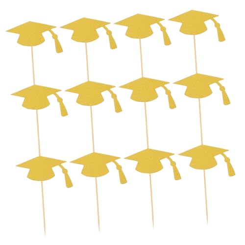LIFKICH 24 Stück Teiliges Abschlusskappe Cupcake Topper Einfache Anwendung für Verschiedene Kuchen Goldene Tortendeko für Abschlussfeier Fotodekoration zur Graduierungssaison LIFKICH 24 Stück Teiliges Abschlusskappe Cupcake Topper Einfache Anwendung für Verschiedene Kuchen Goldene Tortendeko für Abschlussfeier Fotodekoration zur Graduierungssaison von LIFKICH