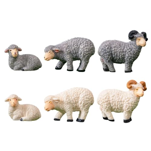 LIFKICH 6stücke Miniatur Schaf Figuren Aus Resin Niedliche Tier-Dekoration Für Mini-gärten Tischdeko Und Balkon Robuste Langlebige Schaffiguren Für Kreative Landschaften Und von LIFKICH