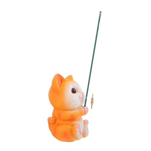 LIFKICH Harzstatue Einer Angelnden Katze Bonsai-landschaftsornament Aquarium Dekoration Für Aquarium Und Angeln Aquariumornament von LIFKICH