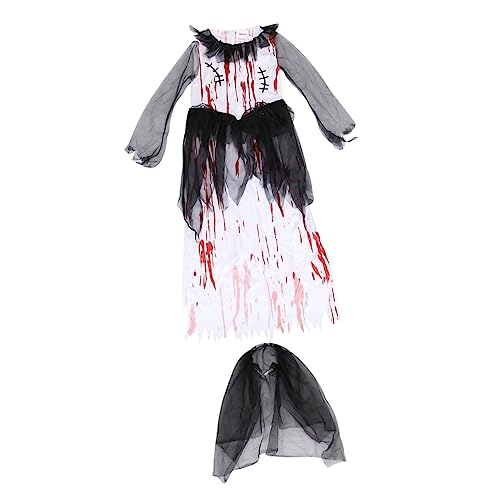 LIFKOME 2-teiliges Set: Halloween Geisterbraut Kleid Mit Schleier Und Stirnband Cosplay Prinzessin Kleid U von LIFKOME
