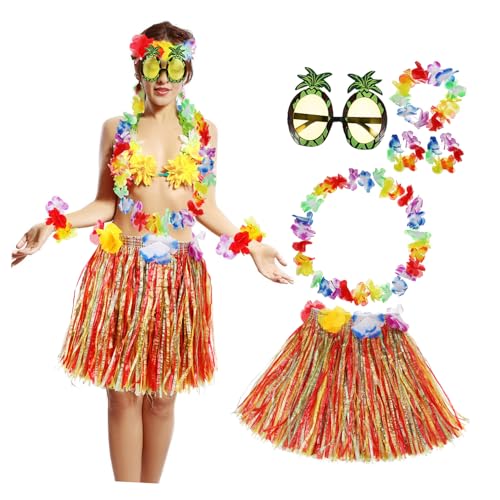 LIFKOME 1 Satz Hawaiian Outfit für Damen Teiliges Grasröcke Kostüm mit Klassischem Blumenkranz Sonnenbrille für Hawaii Partys Strandfestivals Sommerveranstaltungen LIFKOME 1 Satz Hawaiian Outfit für Damen Teiliges Grasröcke Kostüm mit Klassischem Blumenkranz Sonnenbrille für Hawaii Partys Strandfestivals Sommerveranstaltungen von LIFKOME