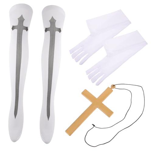 LIFKOME 1 Satz Karnevalsnonnen-Set Untergangsmaske Halloween Maskerade-Masken Vintage Frauen Wunder Paar trachtenstrümpfe Festliche Accessoires Nonne Kostümzubehör über Kniestrümpfe Stoff LIFKOME 1 Satz Karnevalsnonnen-Set Untergangsmaske Halloween Maskerade-Masken Vintage Frauen Wunder Paar trachtenstrümpfe Festliche Accessoires Nonne Kostümzubehör über Kniestrümpfe Stoff von LIFKOME