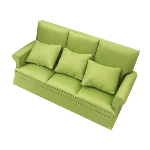 LIFKOME 1 Satz Puppenstubensofa Puppenstubenmöbel Dollhouse Couch Miniatur-Couch Maßstab 1:12 Miniaturmöbel Spielzeugsofa dekoratives kleines Sofa Mini-Puppenhauszubehör Stoff Grün von LIFKOME