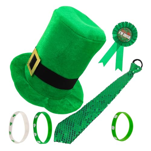 LIFKOME St. Patricks Day Hut Krawatte Set Grünes Kleeblatt Festival Kostüm Zubehör Für Herren Party LIFKOME St. Patricks Day Hut Krawatte Set Grünes Kleeblatt Festival Kostüm Zubehör Für Herren Party von LIFKOME