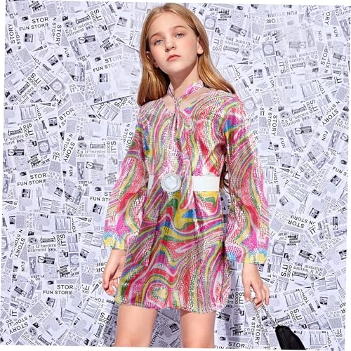 LIFKOME Discokleid Für Mädchen Partykleid Mit Ärmeln Und Stirnband Stylisches Cosplay-outfit von LIFKOME