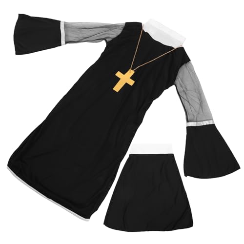 LIFKOME Halloween-nonnenkostüm Für Erwachsene Damen Cosplay-outfit Übergröße Nonnenkleid Nonnen-outfit Für Frauen von LIFKOME