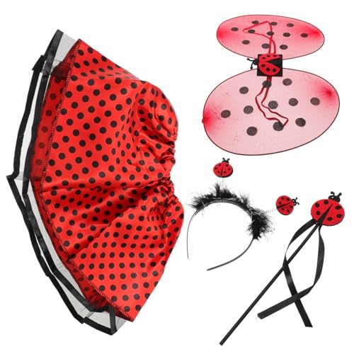 LIFKOME Marienkäfer-kostümanzug Für Jungen Und Mädchen Party-kostüm-set Ie Flügel Netzrock Rot von LIFKOME