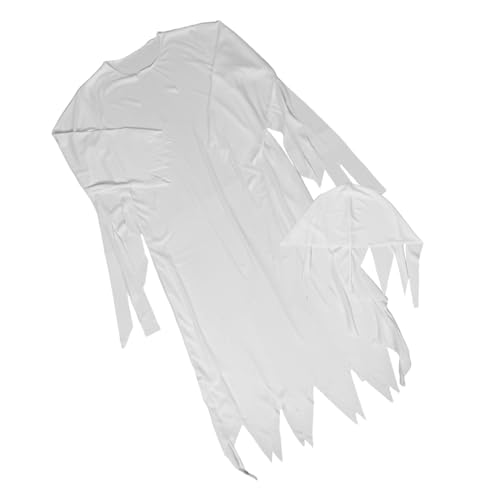 LIFKOME 1 Set Weißes Geisterkostüm Für Halloween: Gruseliges Kleid Und Hut Für Erwachsene Damen – Geister-cosplay-outfit Für Auftritte/verkleidungen/partydekorationen von LIFKOME